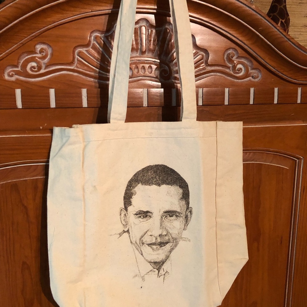 Canvas Tote Bag with Portrait Print - Natural